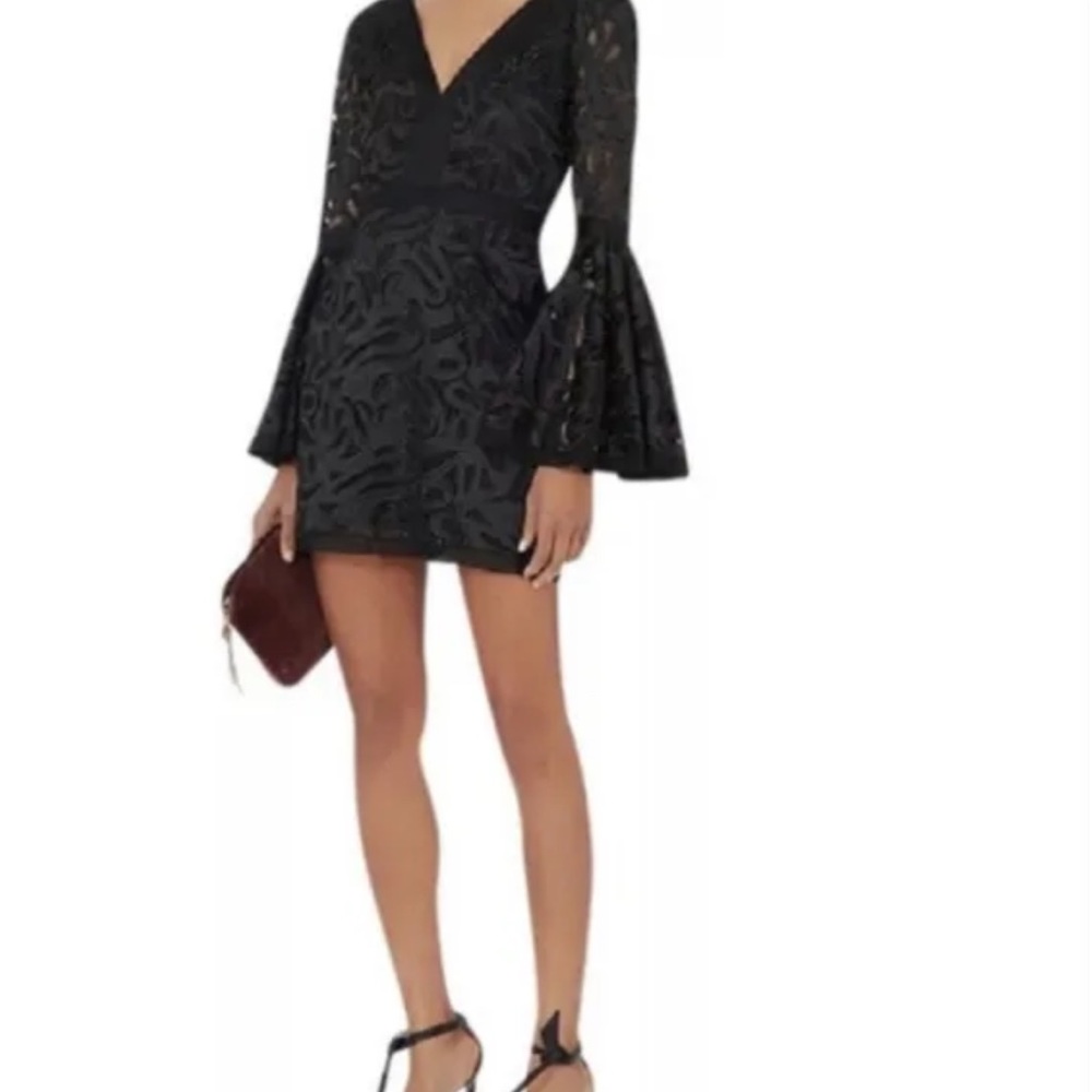 ALEXIS Behati Black Bell Sleeve Mini Dress Size XS